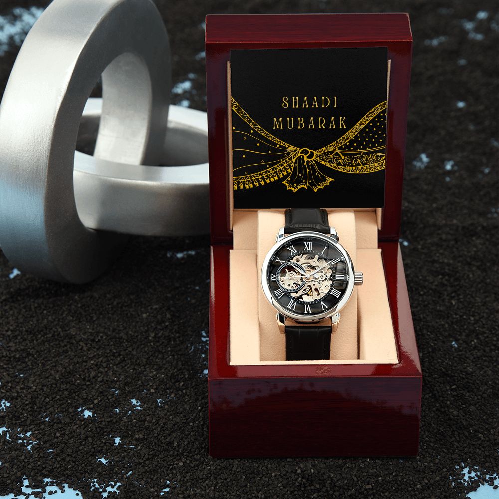 Shaadi Mubarak Men's Openwork Watch Gift For The Groom