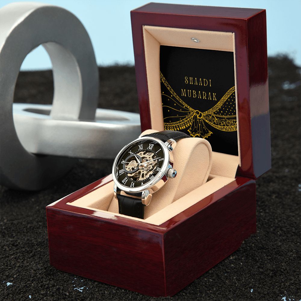 Shaadi Mubarak Men's Openwork Watch Gift For The Groom