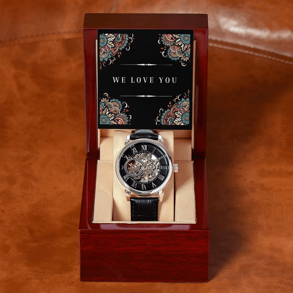 "We Love You' Men's Openwork Watch For Him