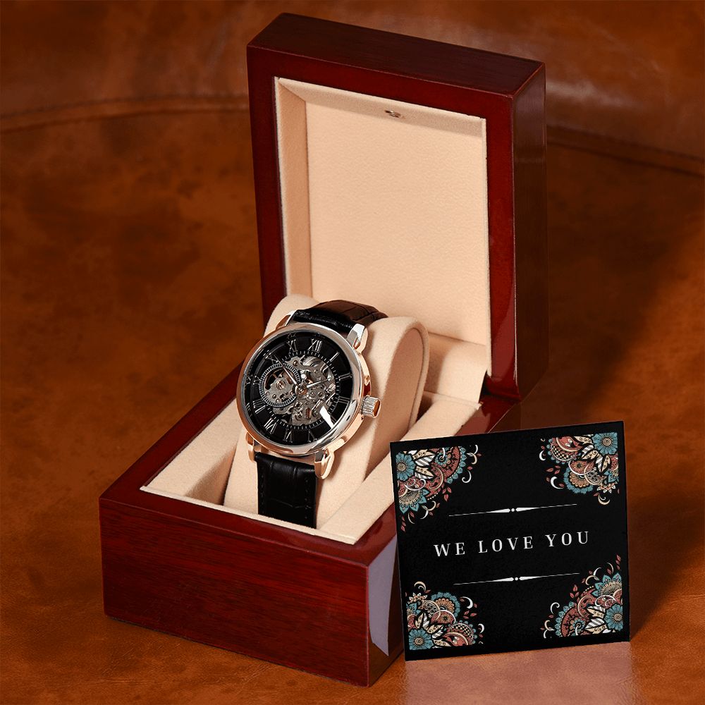 "We Love You' Men's Openwork Watch For Him
