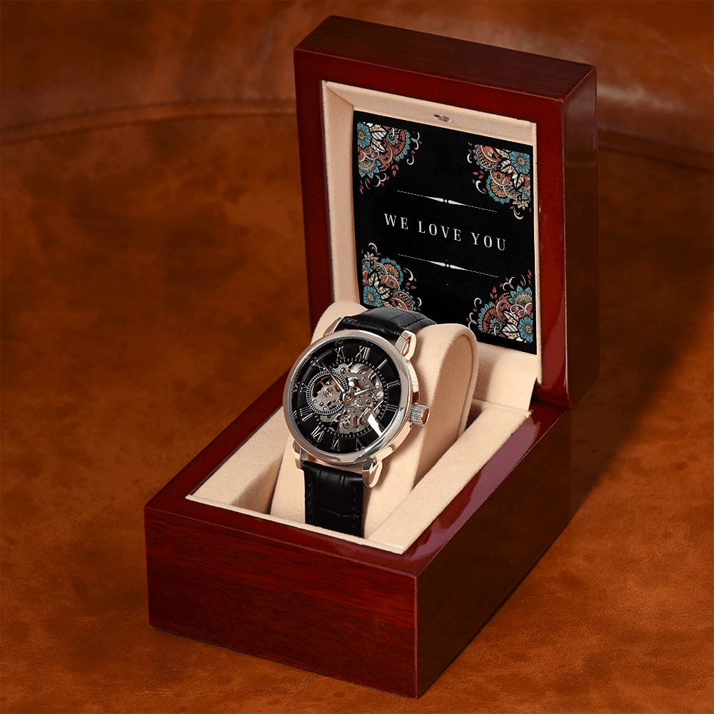 "We Love You' Men's Openwork Watch For Him