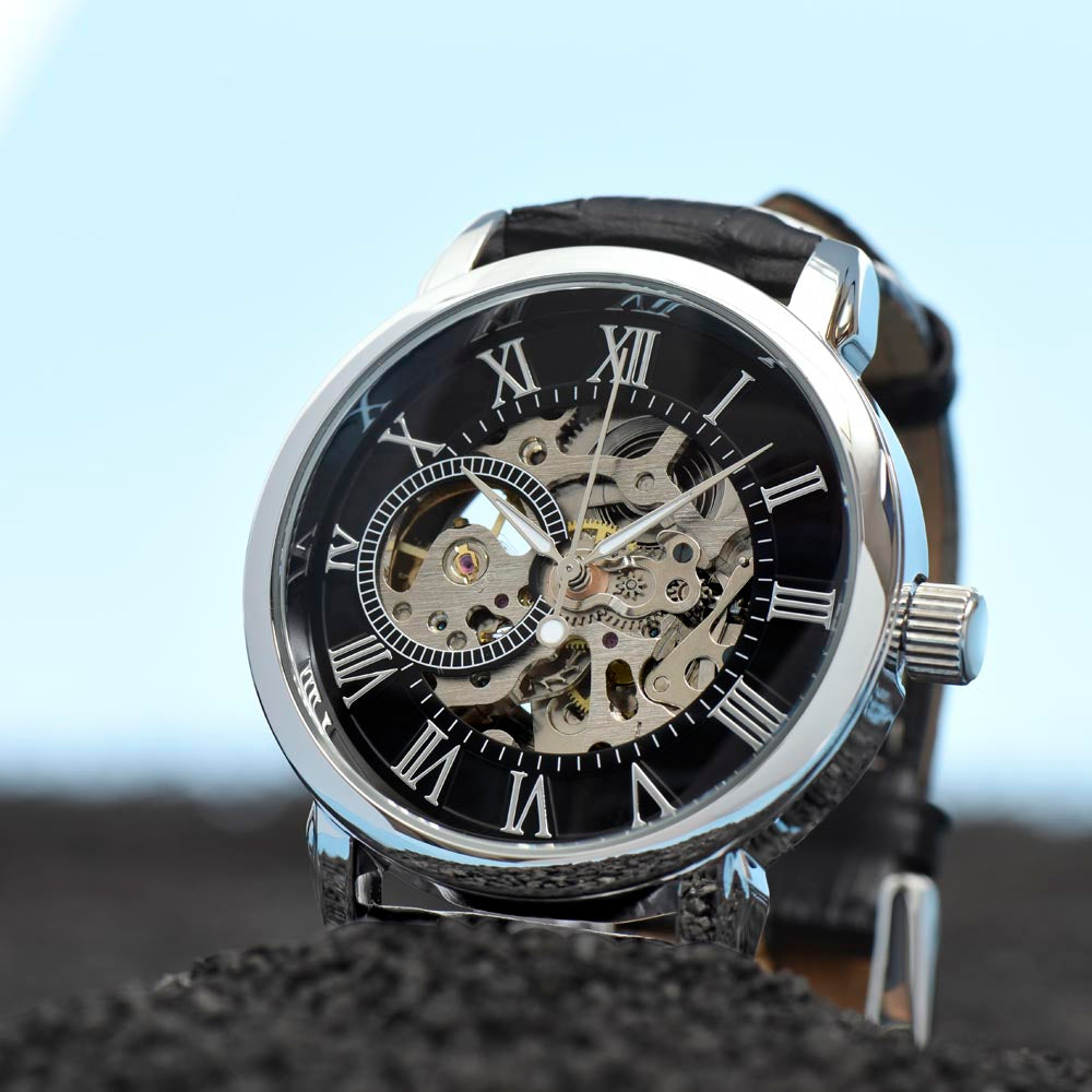 Black Openwork Watch Gift For Him