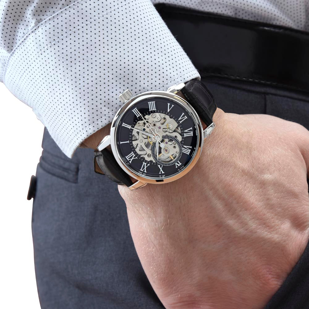 Black Openwork Watch Gift For Him