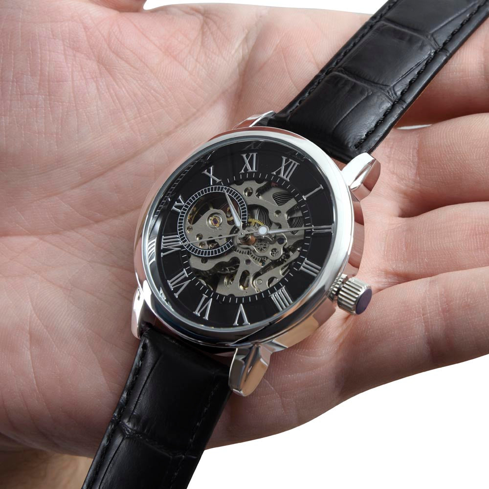 Black Openwork Watch + MC Gift For Dad With A Loving Note