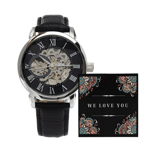 "We Love You' Men's Openwork Watch For Him
