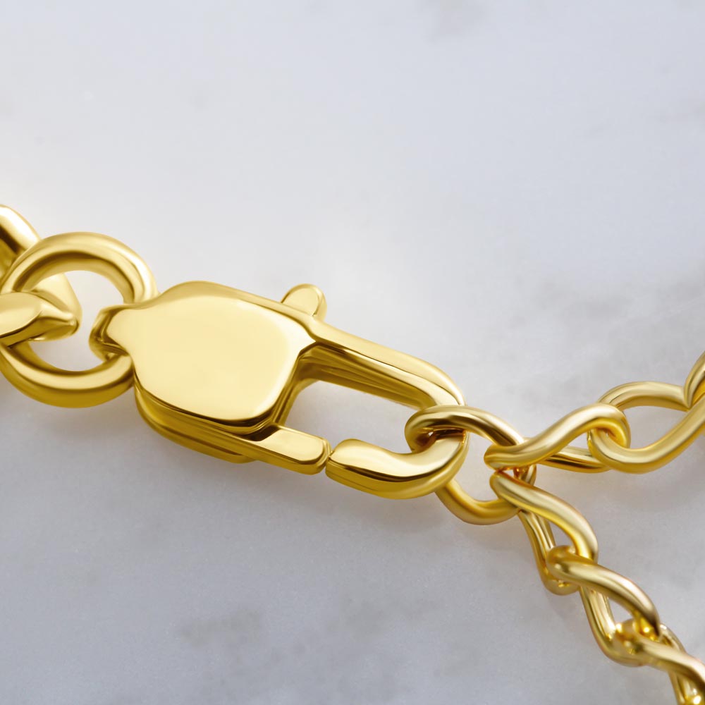 Cuban Link Chain 14k Yellow Gold & Polished Stainless Steel Gift For Dad