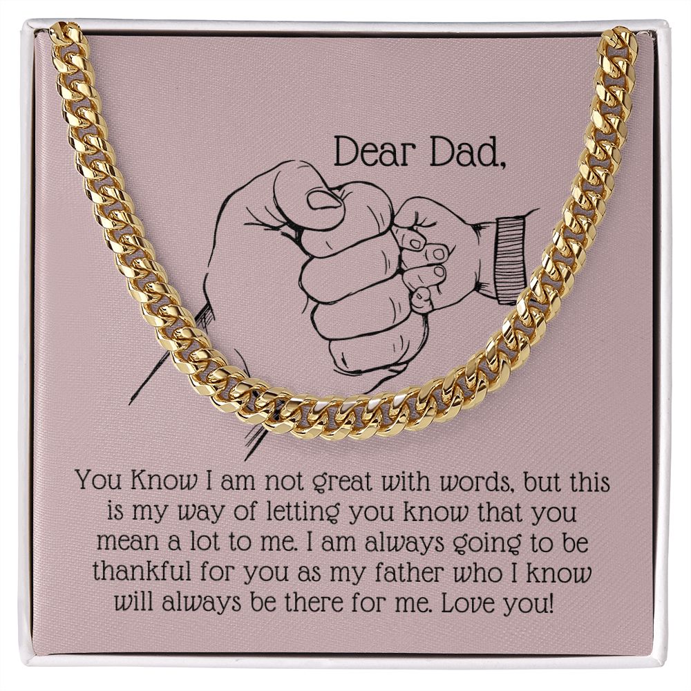 Cuban Link Chain 14k Yellow Gold & Polished Stainless Steel Gift For Dad