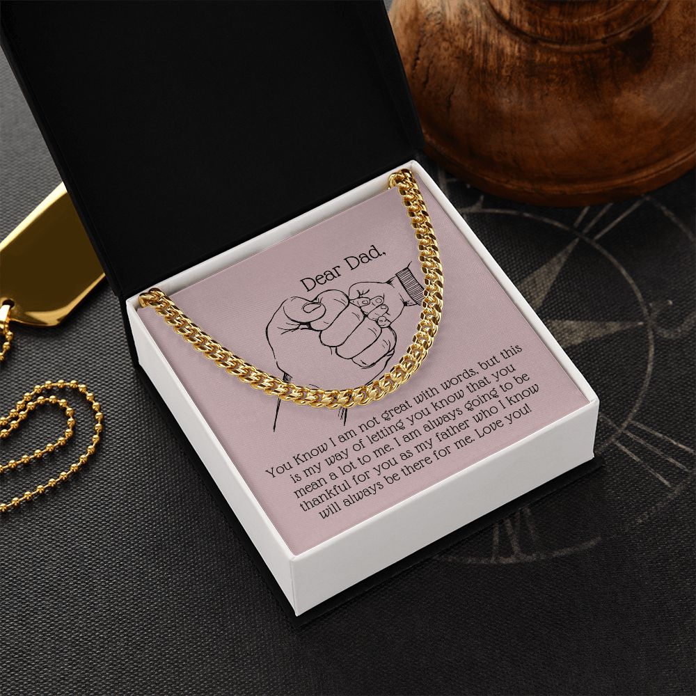 Cuban Link Chain 14k Yellow Gold & Polished Stainless Steel Gift For Dad