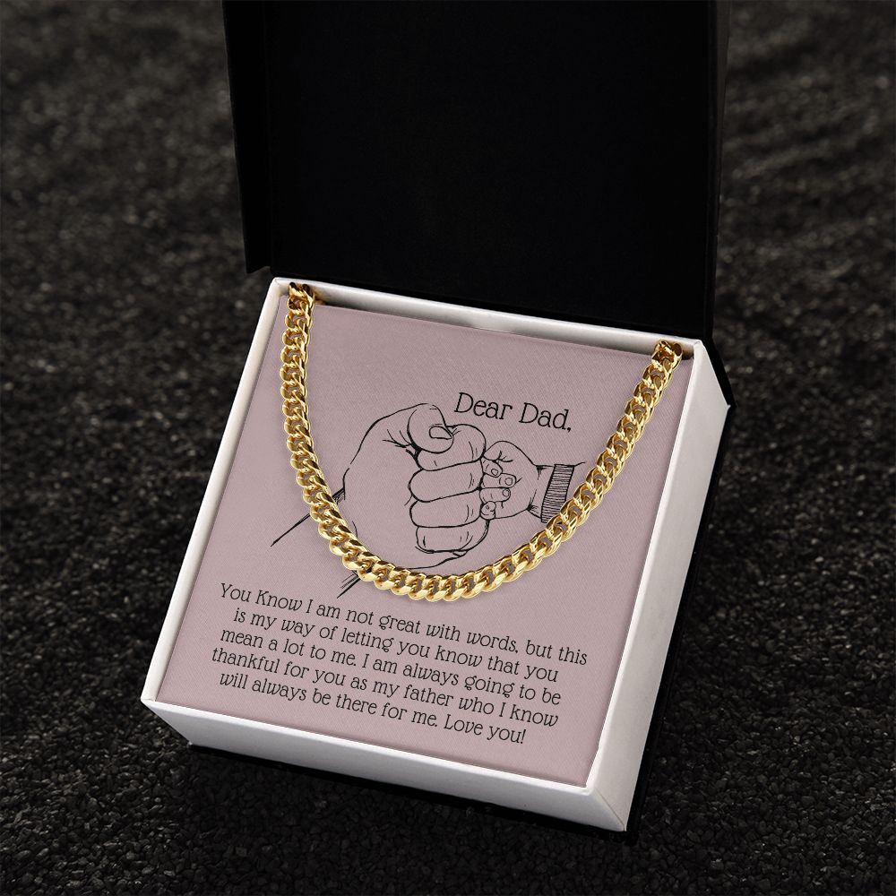 Cuban Link Chain 14k Yellow Gold & Polished Stainless Steel Gift For Dad