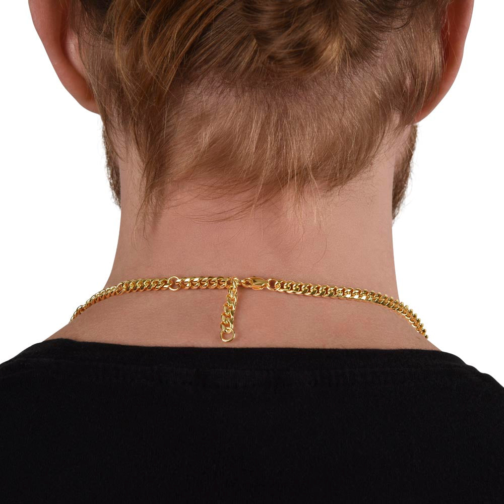 Cuban Link Chain 14k Yellow Gold & Polished Stainless Steel Gift For Him