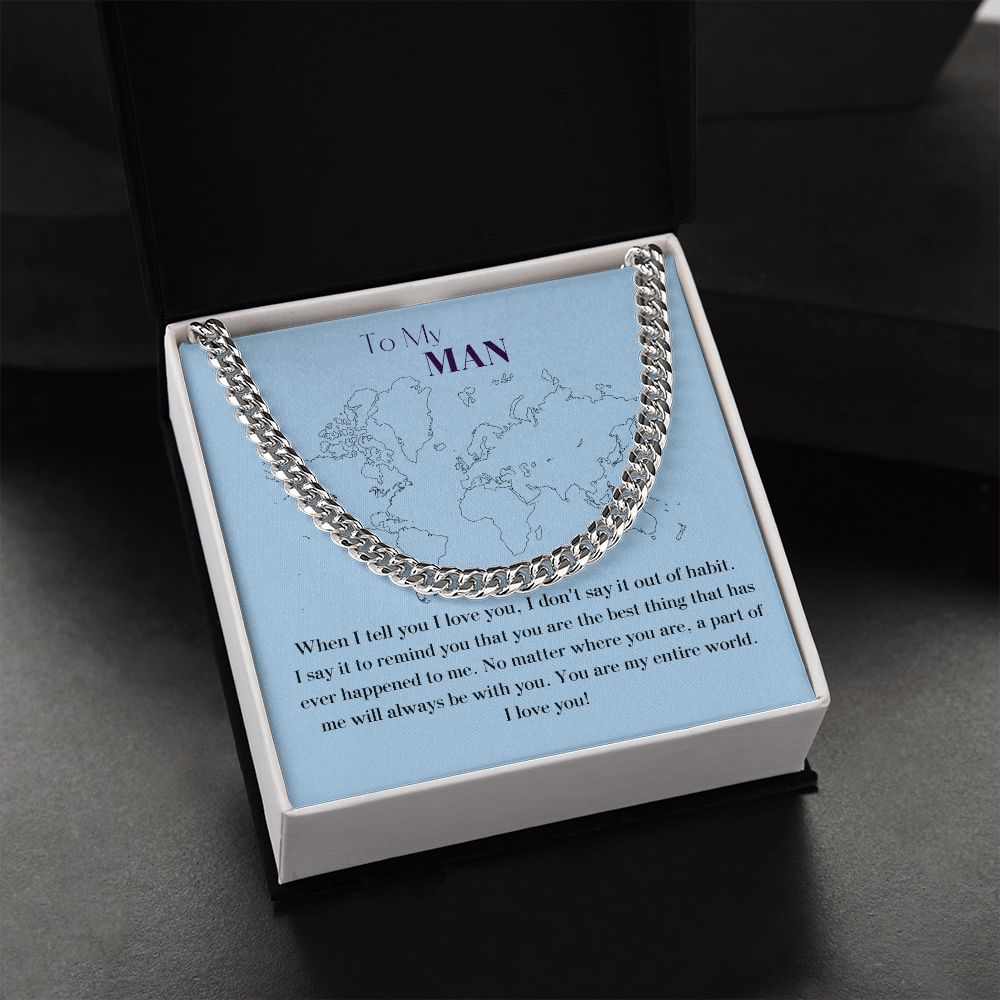 Cuban Link Chain 14k Yellow Gold & Polished Stainless Steel Gift For Him