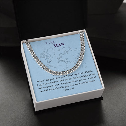 Cuban Link Chain 14k Yellow Gold & Polished Stainless Steel Gift For Him