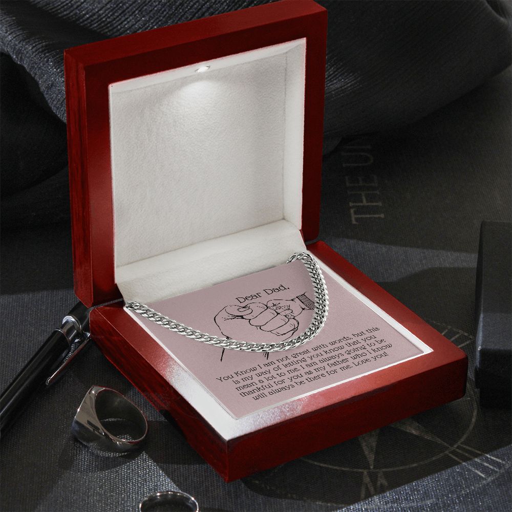 Cuban Link Chain 14k Yellow Gold & Polished Stainless Steel Gift For Dad