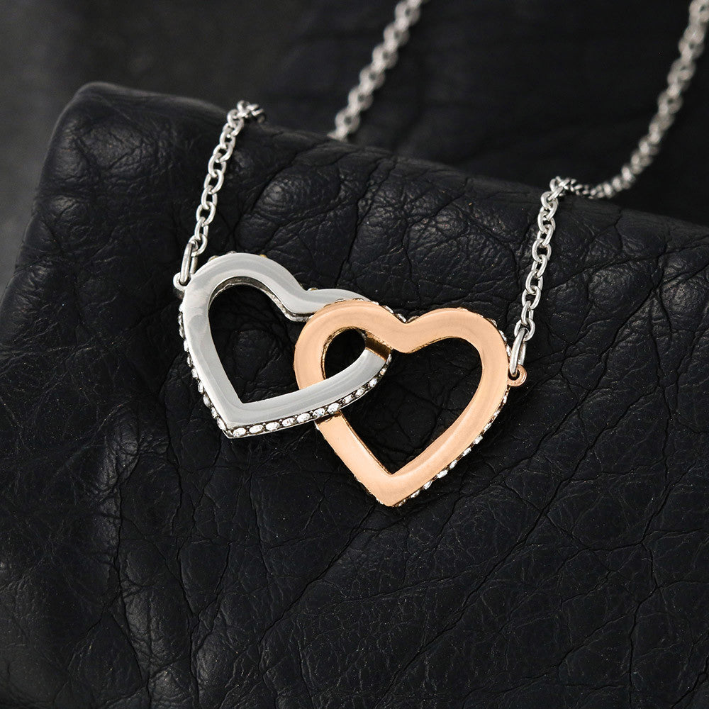 Valentine Interlocking Hearts (Promise or Proposal) Necklace With CZ Crystals 18k Gold Gift For Her