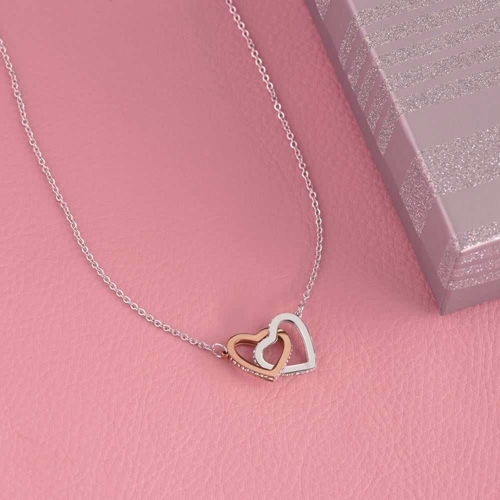 Valentine Interlocking Hearts (Promise or Proposal) Necklace With CZ Crystals 18k Gold Gift For Her