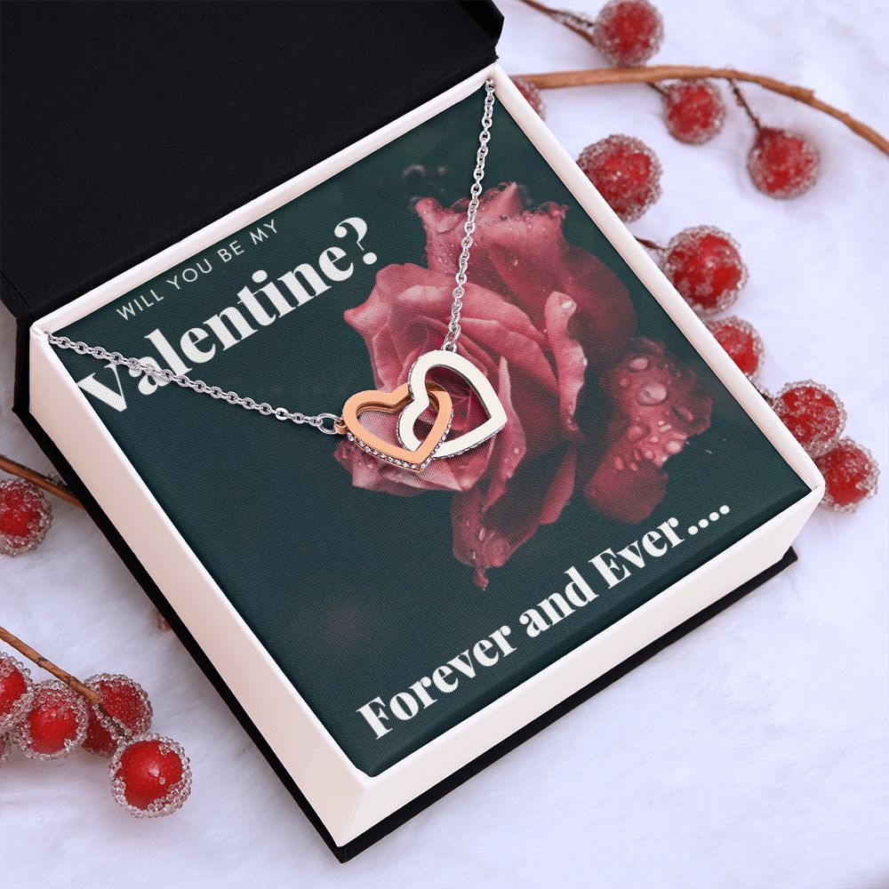 Valentine Interlocking Hearts (Promise or Proposal) Necklace With CZ Crystals 18k Gold Gift For Her