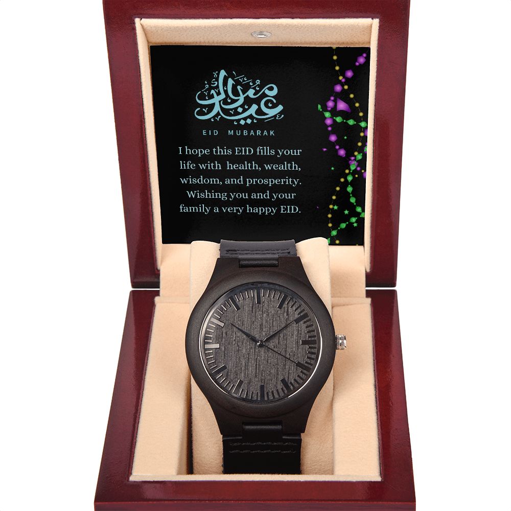 Eid Mubarak Men's Wooden Watch Gift For Him