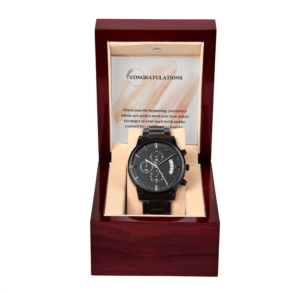 Black Chronograph Watch For Him of His Achievement