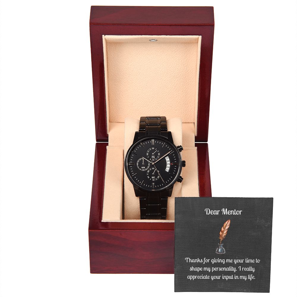 Dear Mentor Black Chronograph Watch Gift For Him