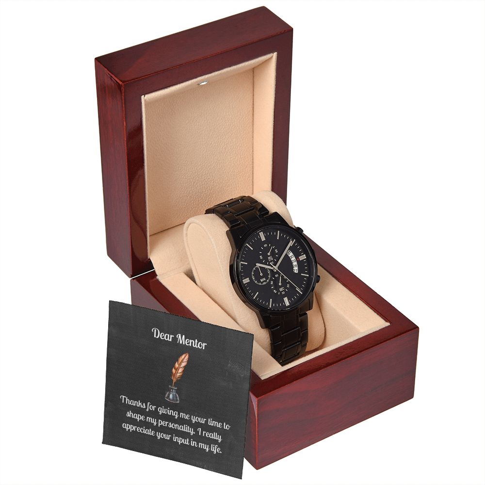 Dear Mentor Black Chronograph Watch Gift For Him