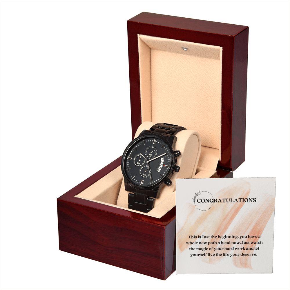 Black Chronograph Watch For Him of His Achievement