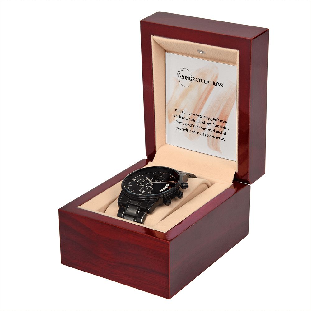 Black Chronograph Watch For Him of His Achievement