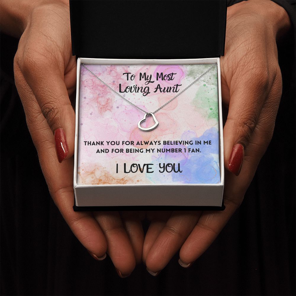 To My Most Loving Aunt Delicate Heart Necklace Gift For Her