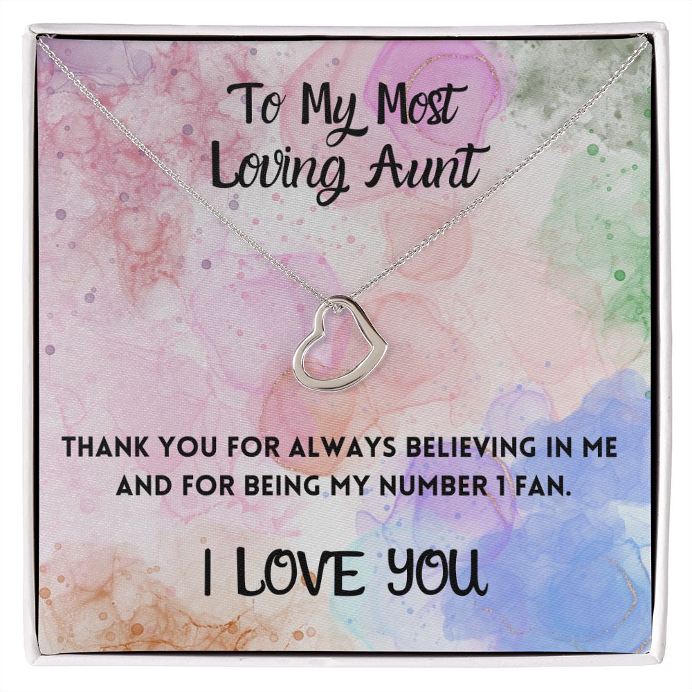 To My Most Loving Aunt Delicate Heart Necklace Gift For Her