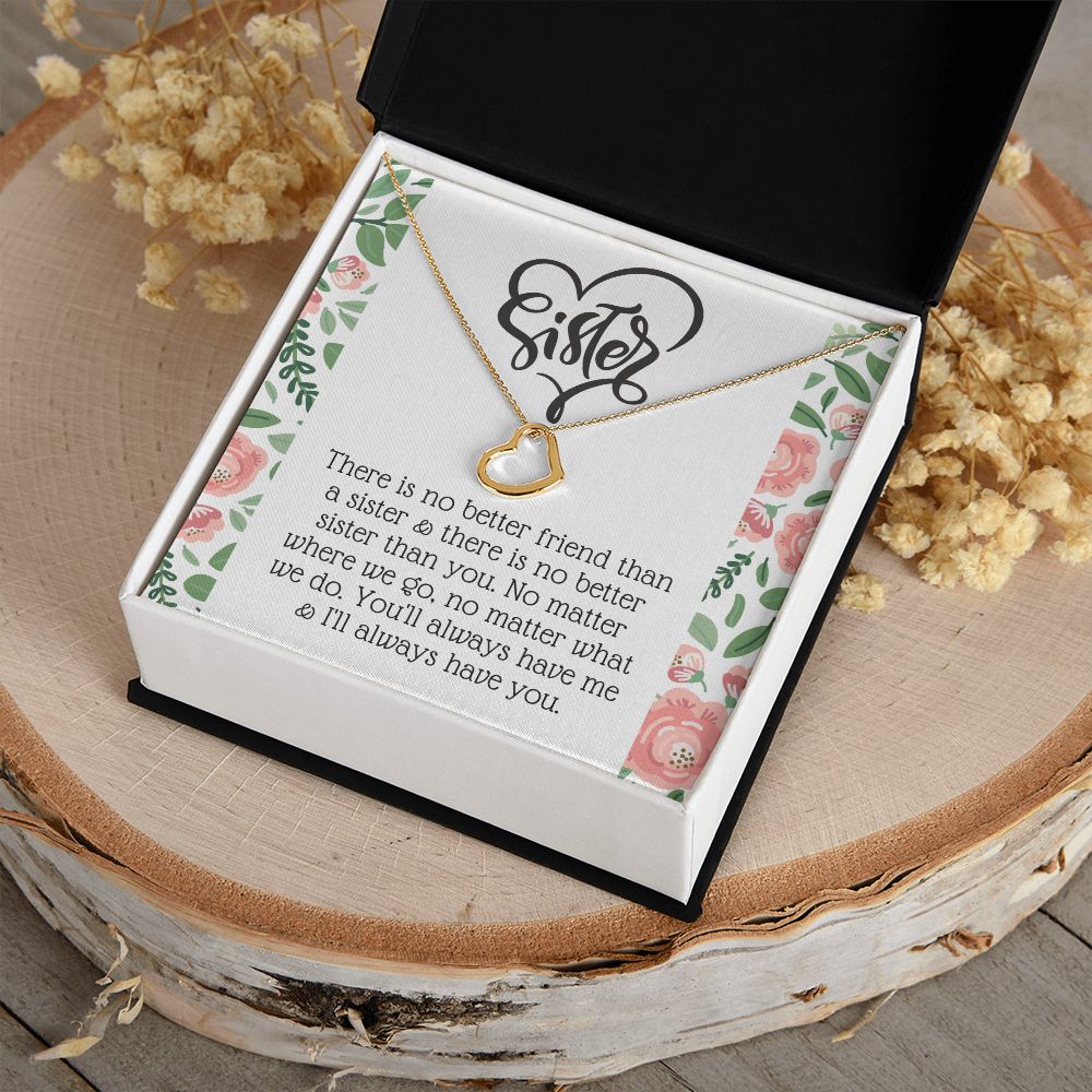 Delicate Heart Necklace Gift for Sister With Loving Note