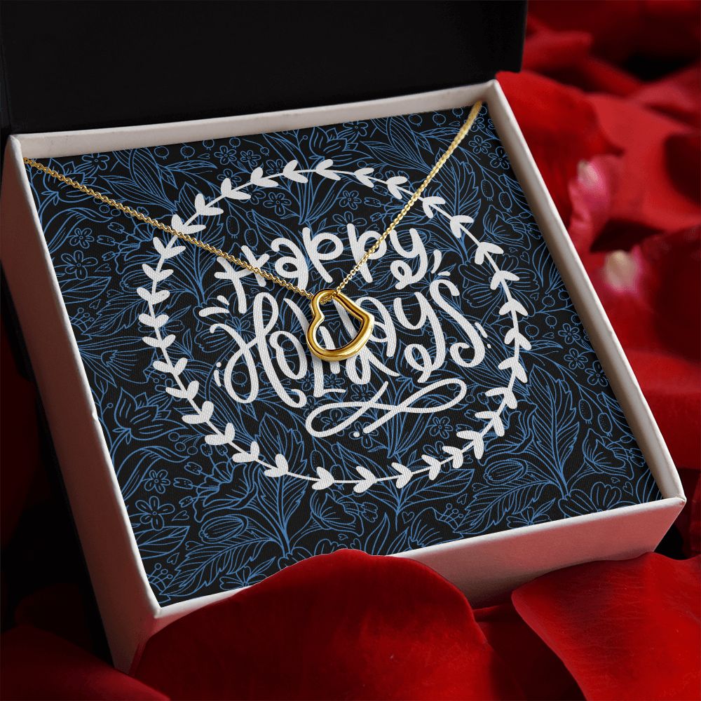 Happy Holidays Delicate Necklace Heart Gift For Her
