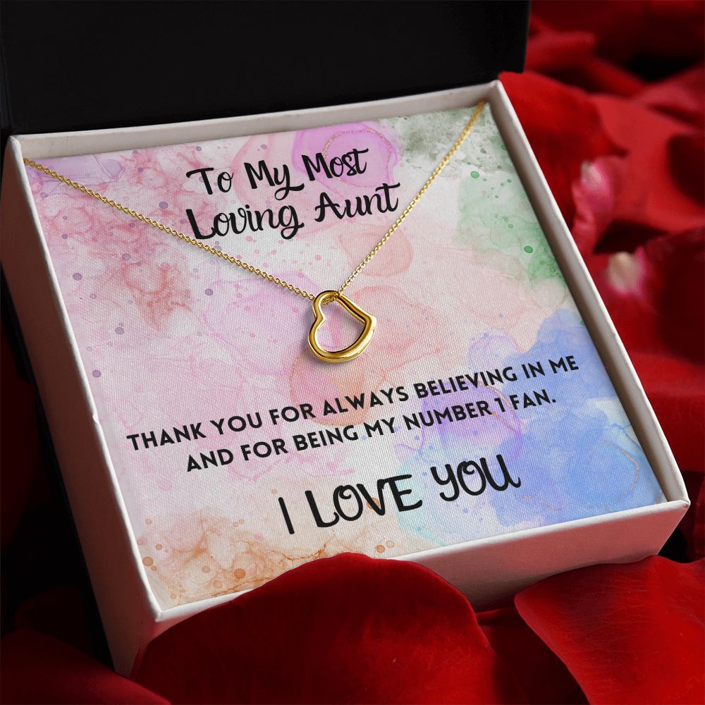 To My Most Loving Aunt Delicate Heart Necklace Gift For Her