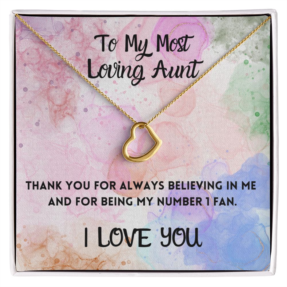 To My Most Loving Aunt Delicate Heart Necklace Gift For Her