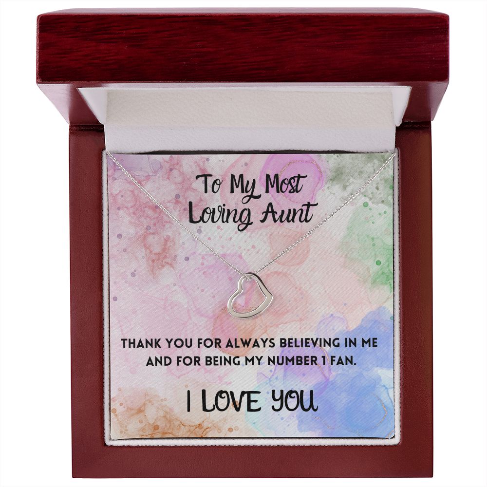 To My Most Loving Aunt Delicate Heart Necklace Gift For Her