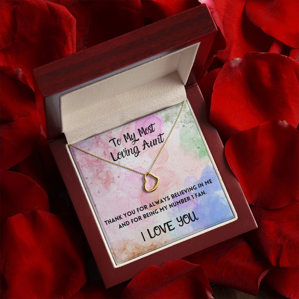 To My Most Loving Aunt Delicate Heart Necklace Gift For Her