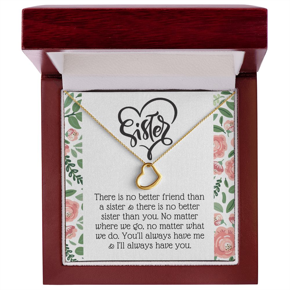 Delicate Heart Necklace Gift for Sister With Loving Note