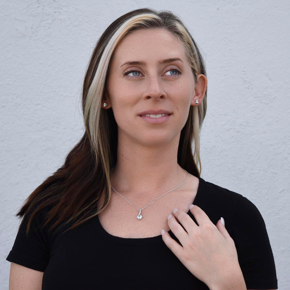 Mom I Love You Alluring Necklace and Cubic Zirconia Earring Gift Set For Her