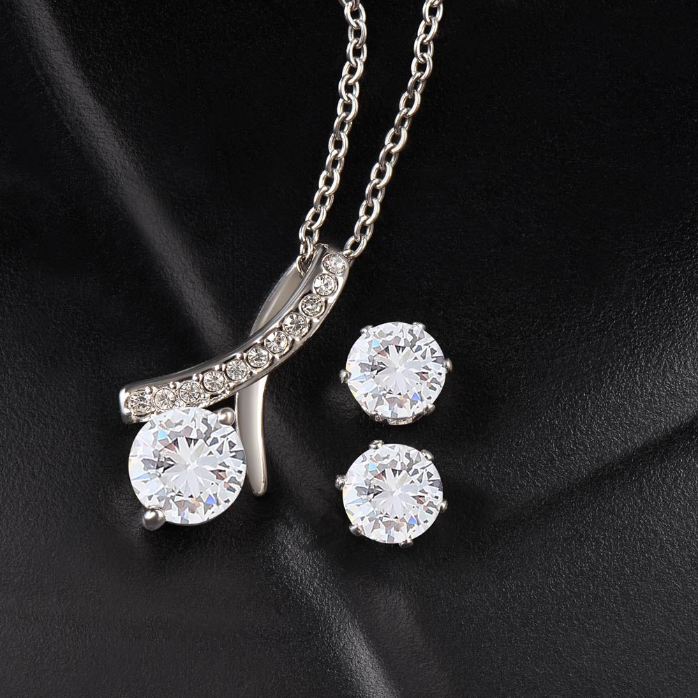 Mom I Love You Alluring Necklace and Cubic Zirconia Earring Gift Set For Her
