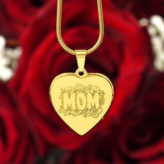 Mom Engraved Heart Necklace Gift For Mothers