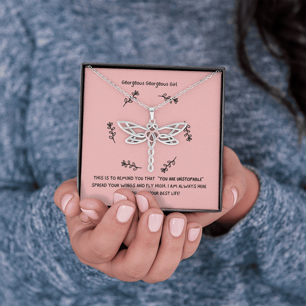 Dragonfly Necklace with Heart in the Middle - Gorgeous Gorgeous Girl Gift for Her - Gift of Hope - Birthday Gift