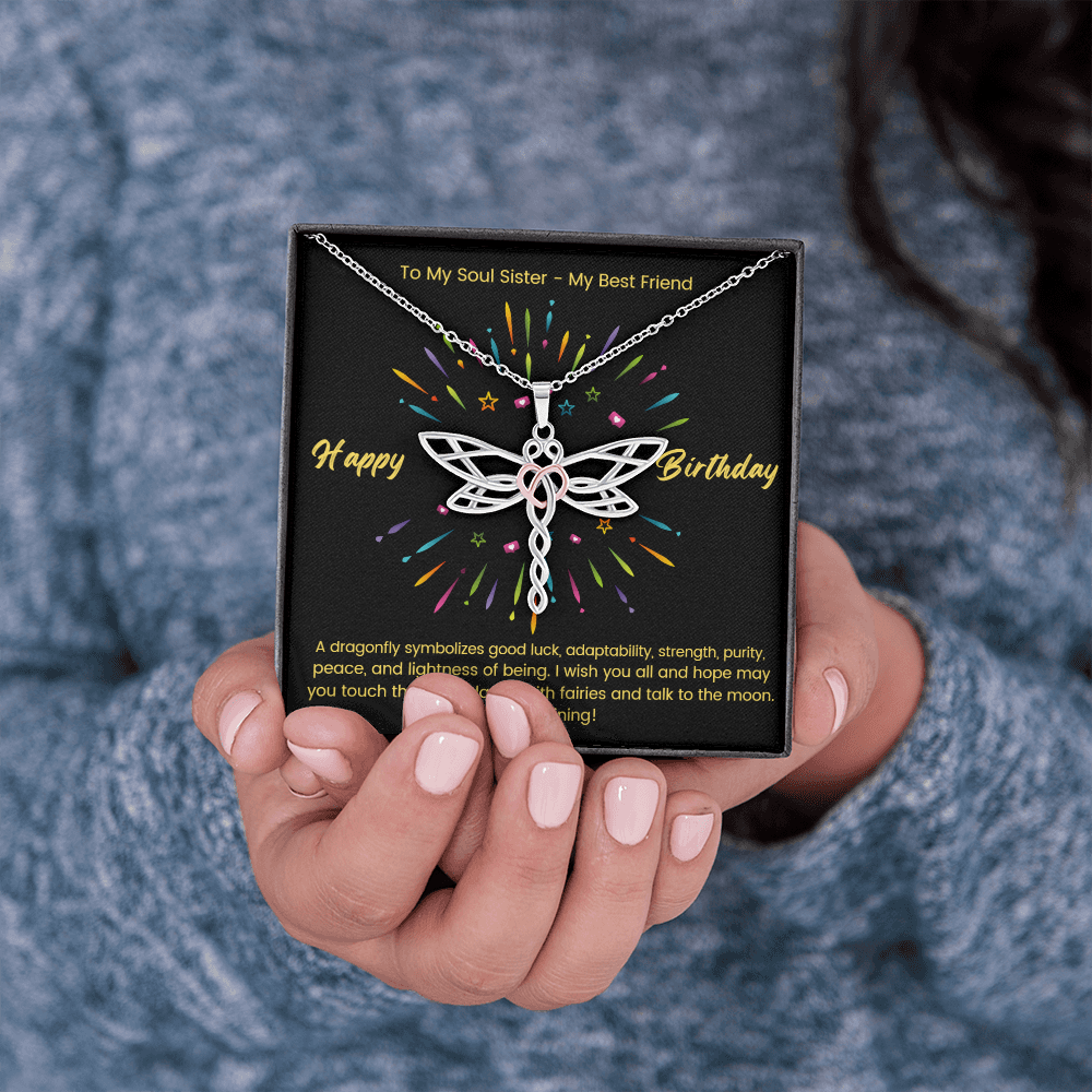 To My Soul Sister - My Best Friend - Dragon Necklace with Heart in the Middle - Birthday Gift for Her